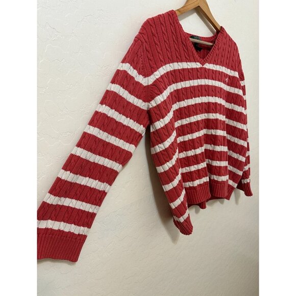 Lauren Ralph Lauren Woman Striped Fisherman Pullover Knit Sweater Sz 2X Nautical - Picture 11 of 11